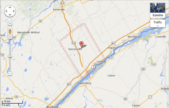 Edwardsburgh/Cardinal, Ontario screen shot from Google Maps